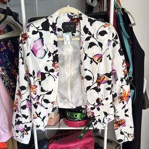 Love Tree White and Black Floral Blazer